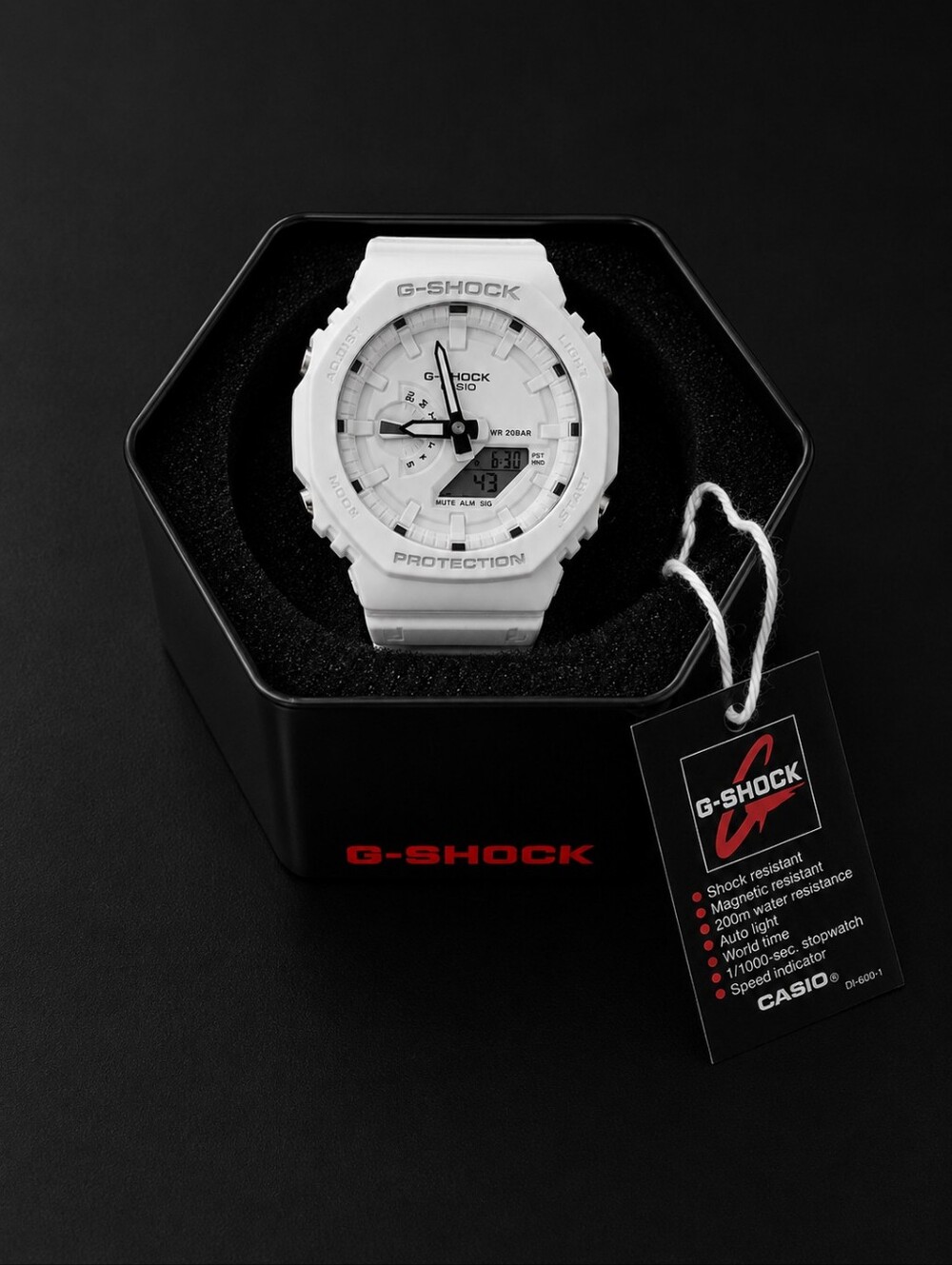 G-Shock White Resin Watch with Monochrome Dial
